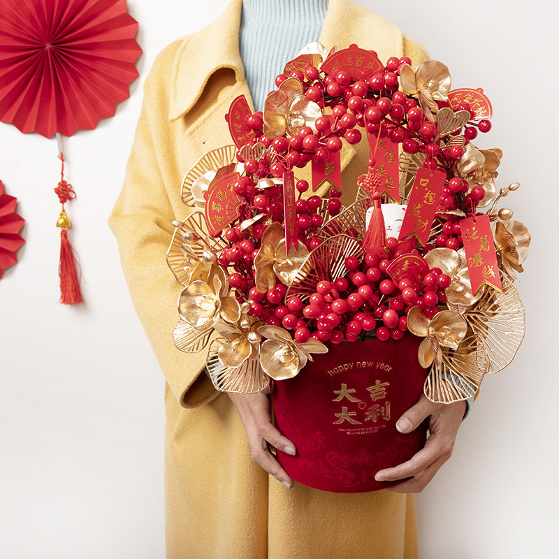 2023 ceremonia de boda inauguración bendición cubo Festival de Primavera franela bendición cubo con cubo Año Nuevo merienda flor cubo suministros festivos sala de estar Decoración