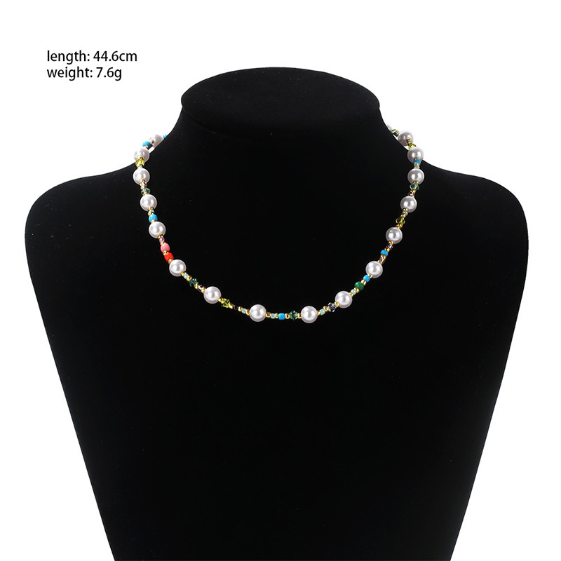 10g Weight Bohemian Geometric Alloy Beaded Artificial Pearl Necklace