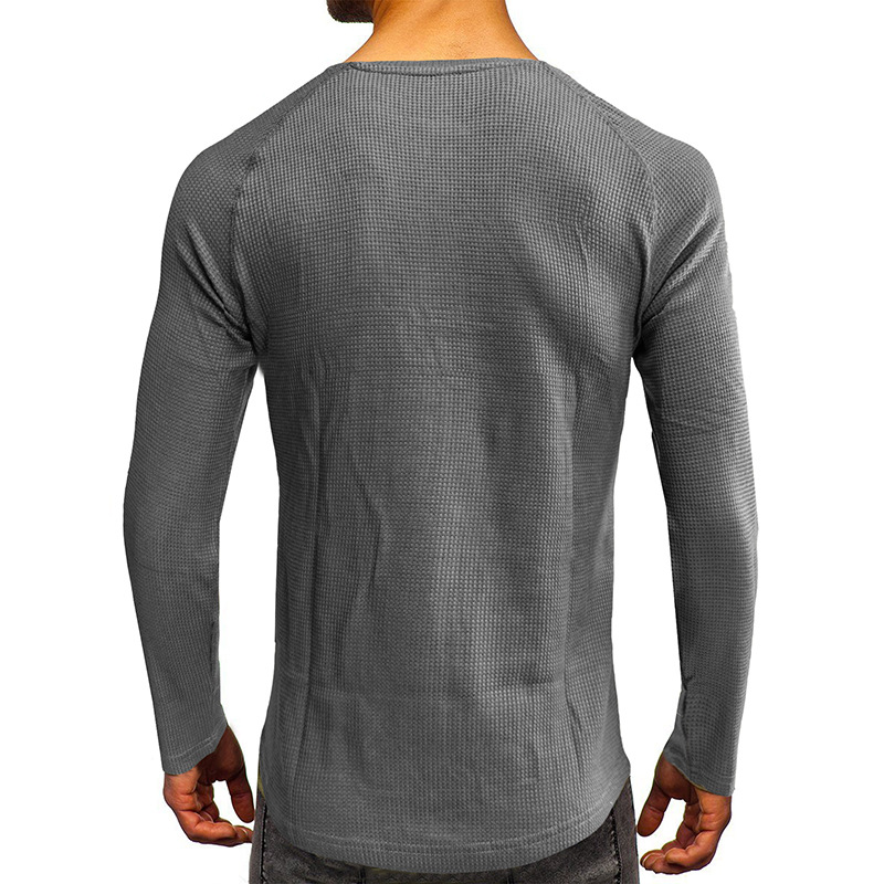 Men's T-shirt Long Sleeve Loose Fit Plain Basic Autumn Winter_voghion.com