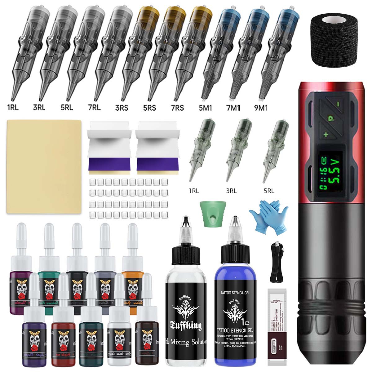 Venta caliente transfronteriza TK herramienta de equipo de tatuaje pluma de tatuaje juego de máquina de tatuaje fuente de alimentación inalámbrica punción herramienta de tatuaje