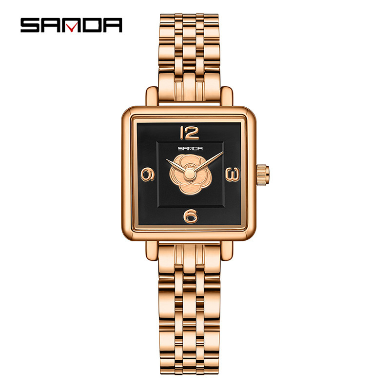 스틸 벨트 로즈 골드 블랙