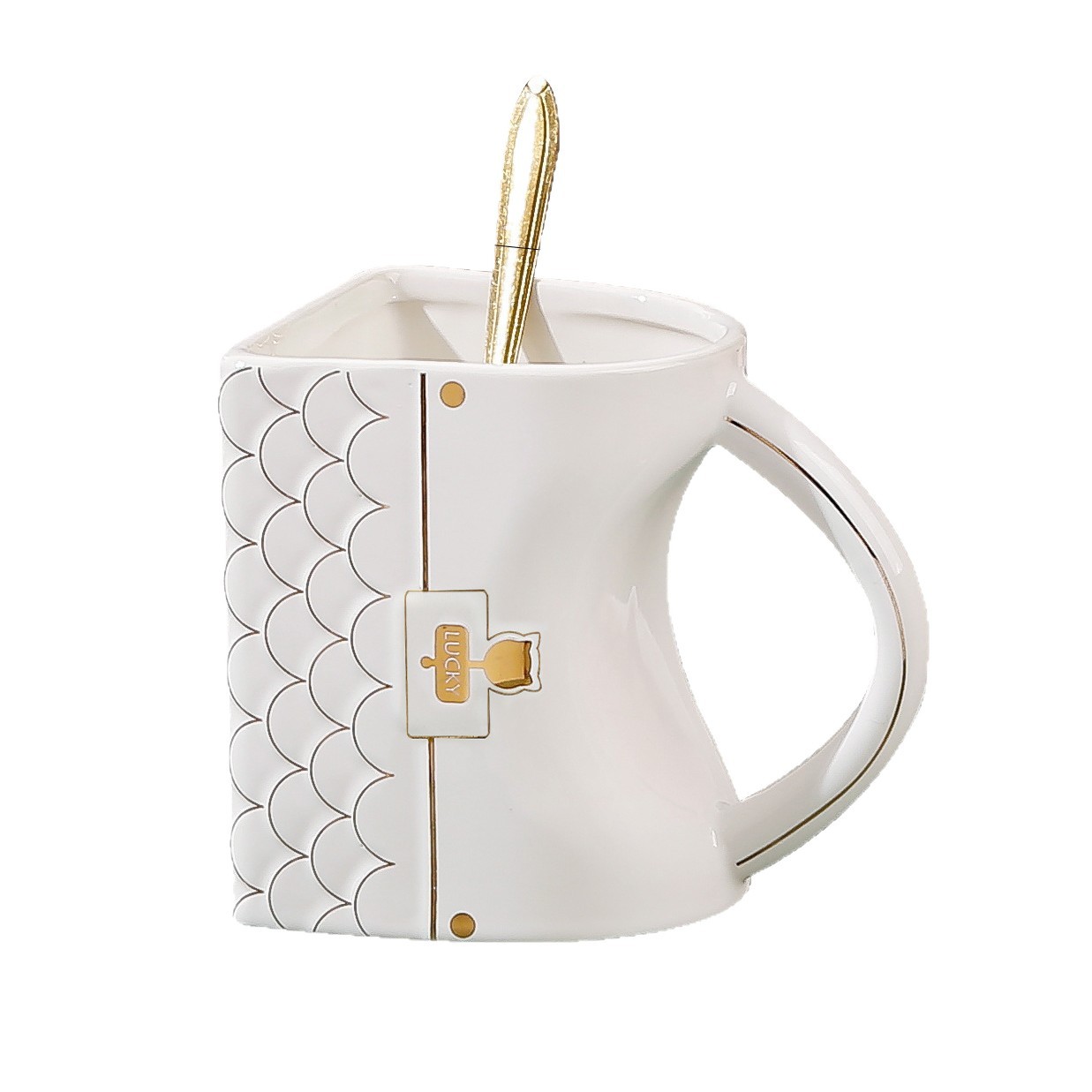 Bolsas creativas de explosión transfronteriza, tazas de café doradas, platos de oficina, tazas de cerámica domésticas, tazas de agua, tazas de leche para desayuno