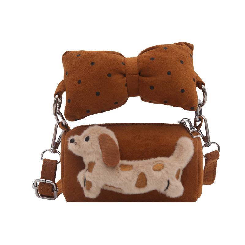 Cartoon peluche cachorro niñas y niños bolsos de hombro mini lindos bebés bolsos de mano de arco otoño invierno bolsos de niños