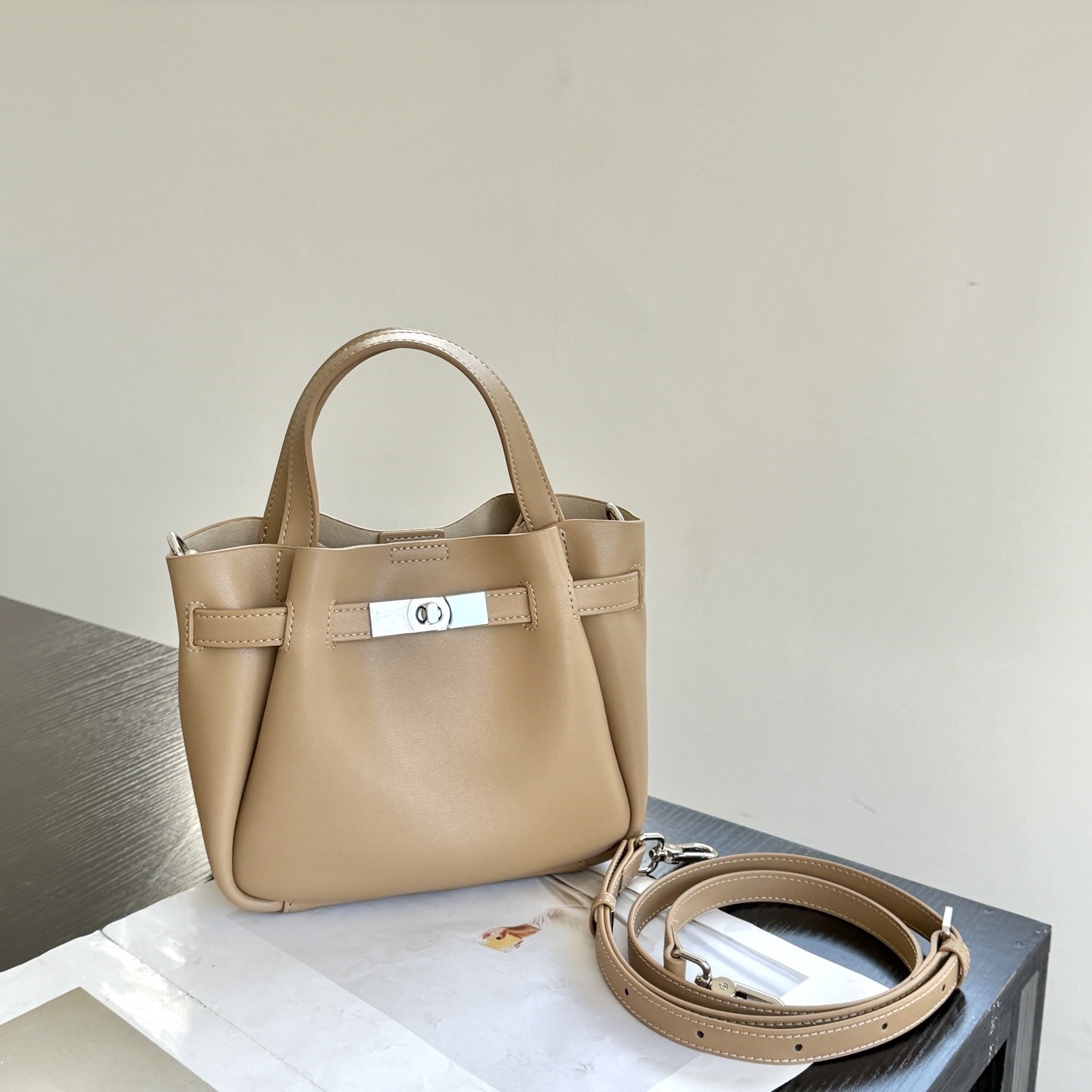 Genuine Leather Niche Design Handheld Basket Bag For Women 2026 New High-End Retro Trendy Crossbody Bucket Bag - Thumbnail 6