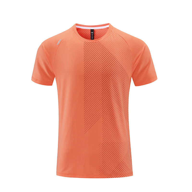 Deportes de los hombres de verano casual ropa de secado rápido de hielo de la manga corta ligero transpirable corriendo suelta fácil de secar camiseta en stock impreso B