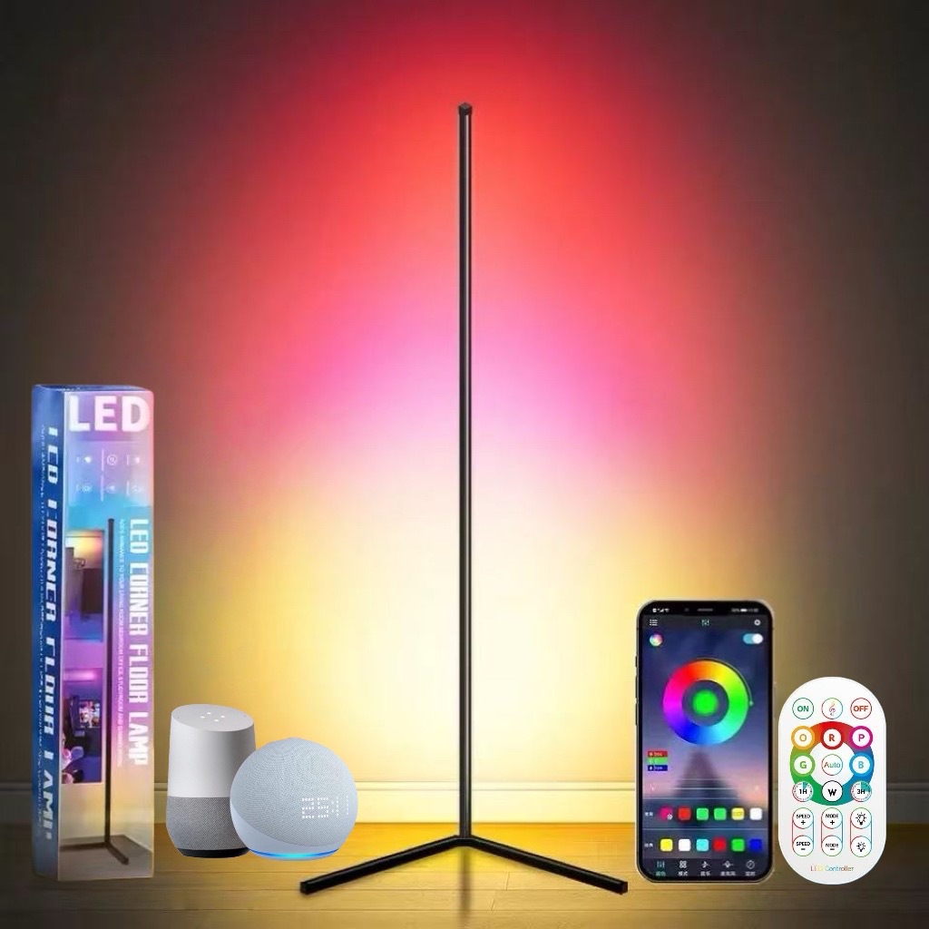 Blanco cálido tricolor iluminación de piso de atmósfera nórdica creativa dormitorio sala de estar ins ambiente vertical iluminación de esquina de control remoto