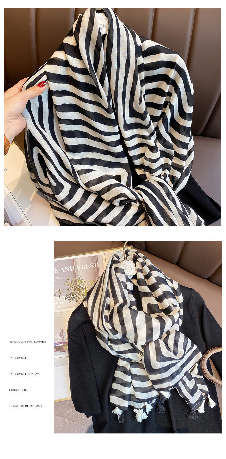 Fashion Wild Striped Long Enlarged Silk Scarf display picture 6