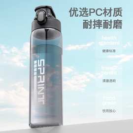 简约550毫升批发塑料透明磨砂水杯户外便携弹跳盖运动水杯太空杯