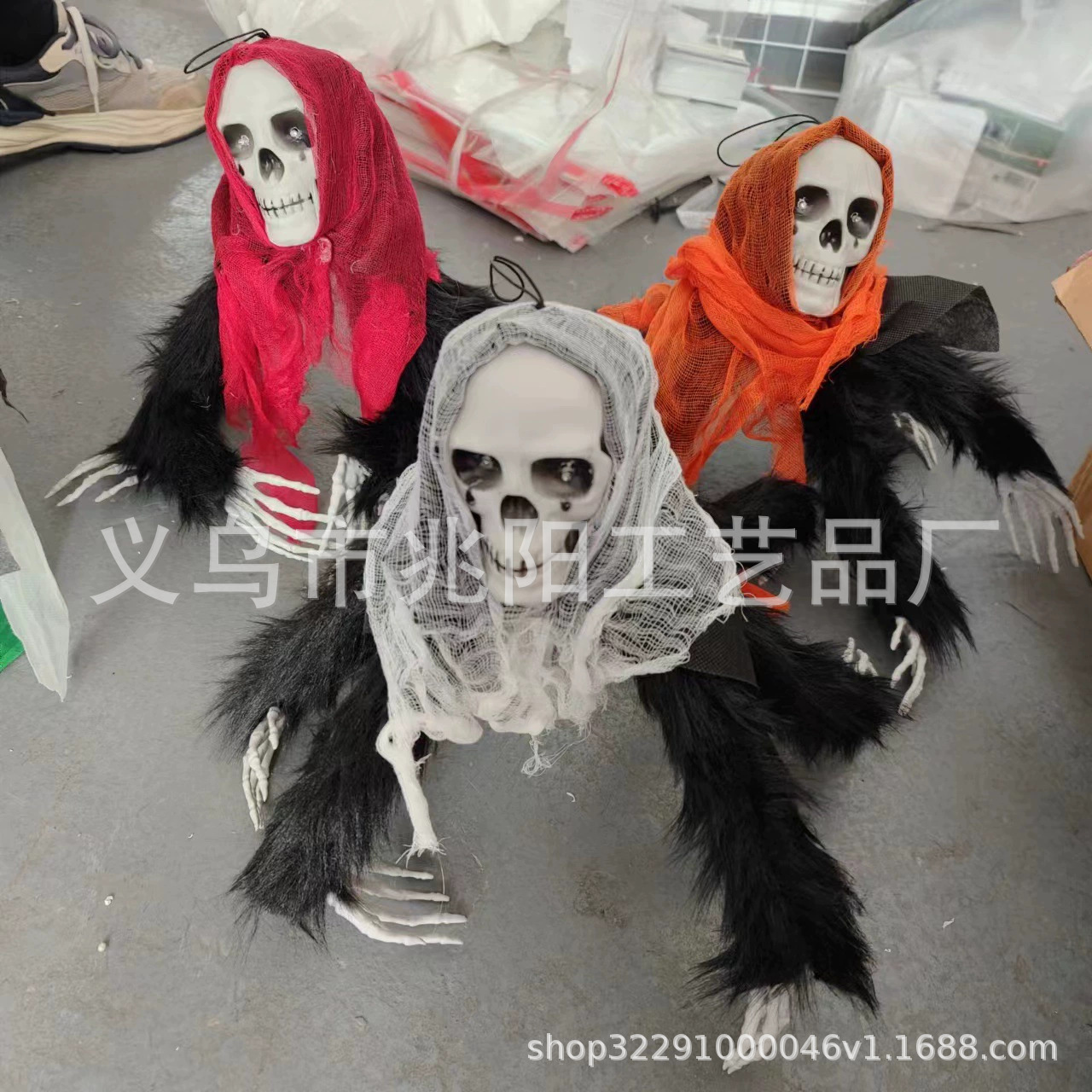 Halloween acústica luminosa araña horrores accesorios casa embrujada decoración calavera gaza colgar pelusa fantasma