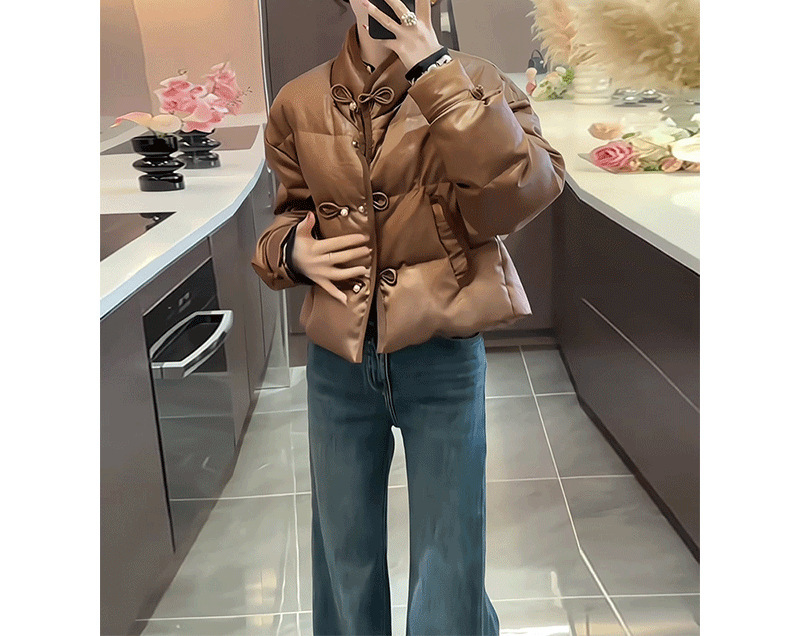 预售新中式国风设计感盘扣短款羽绒服女冬季小众白鸭绒小个子保暖|undefined