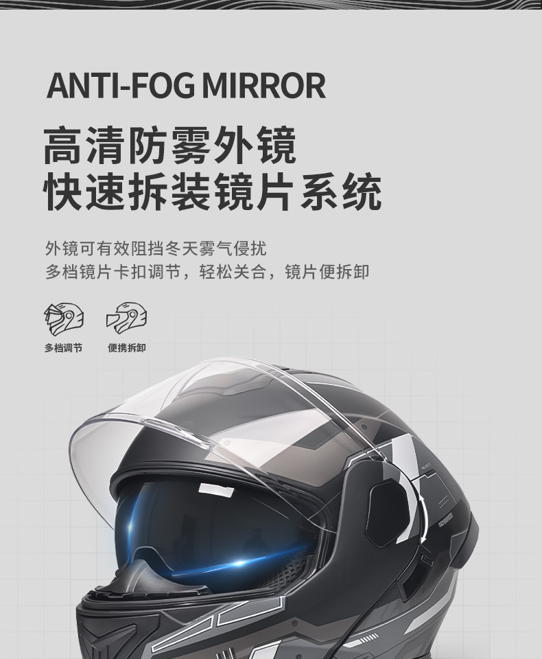 Ad Electric Motorcycle Helmet Men's and Women's Motorcycle Safety Helmet All-Season Full-Face Helmet 3C/Dot Certified Open-Face Helmet