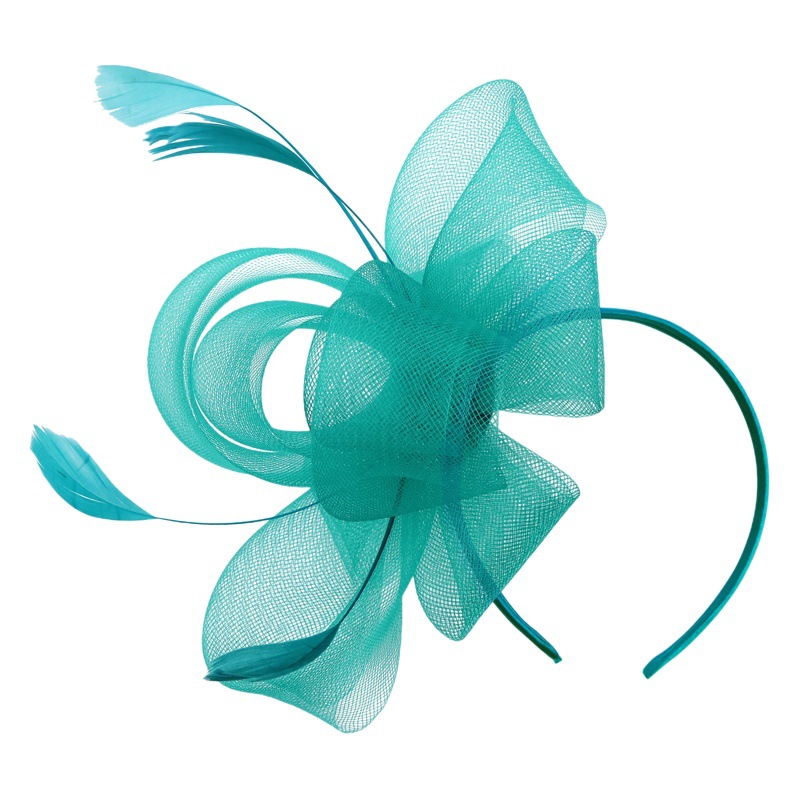 European and American Cross-border Explosions Bride Vintage Hair Flower Mesh Feather Hair Accessories Jockey Club Topper Tea Party Dinner Headwear for Women
