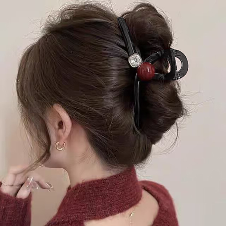브라이트 블랙 레드 비즈 + 다이아몬드 (13cm)