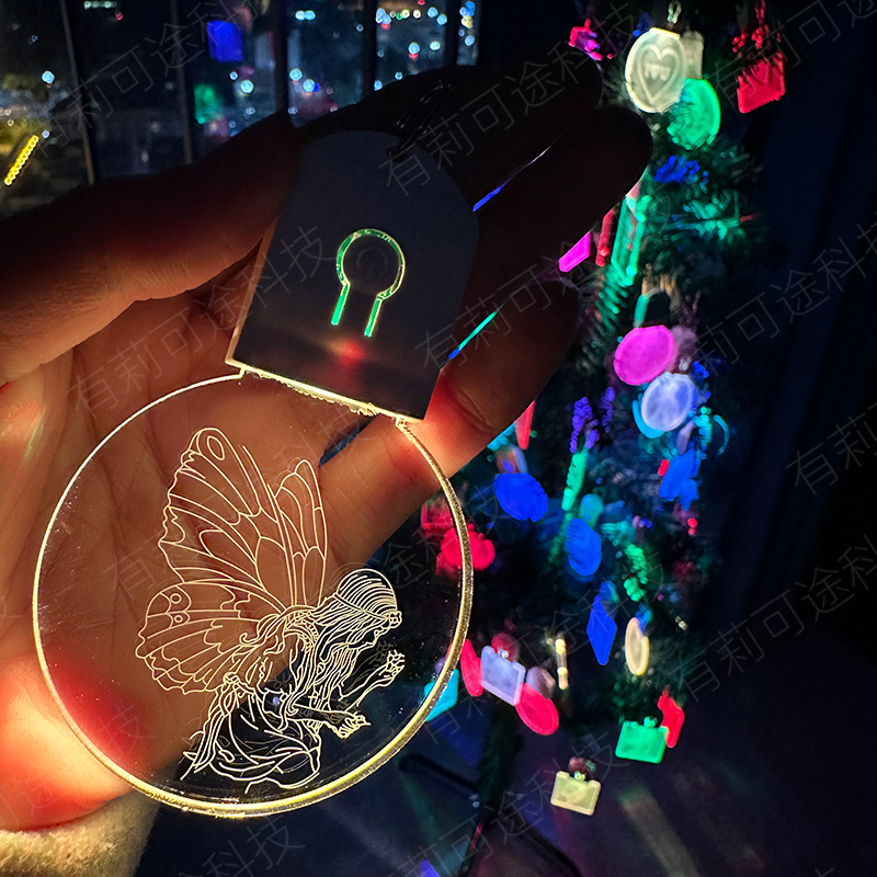 개 버클 링 - 배터리 나사 완제품/흰색(레이저 조각 패턴 랜덤 - 사각형/원형)