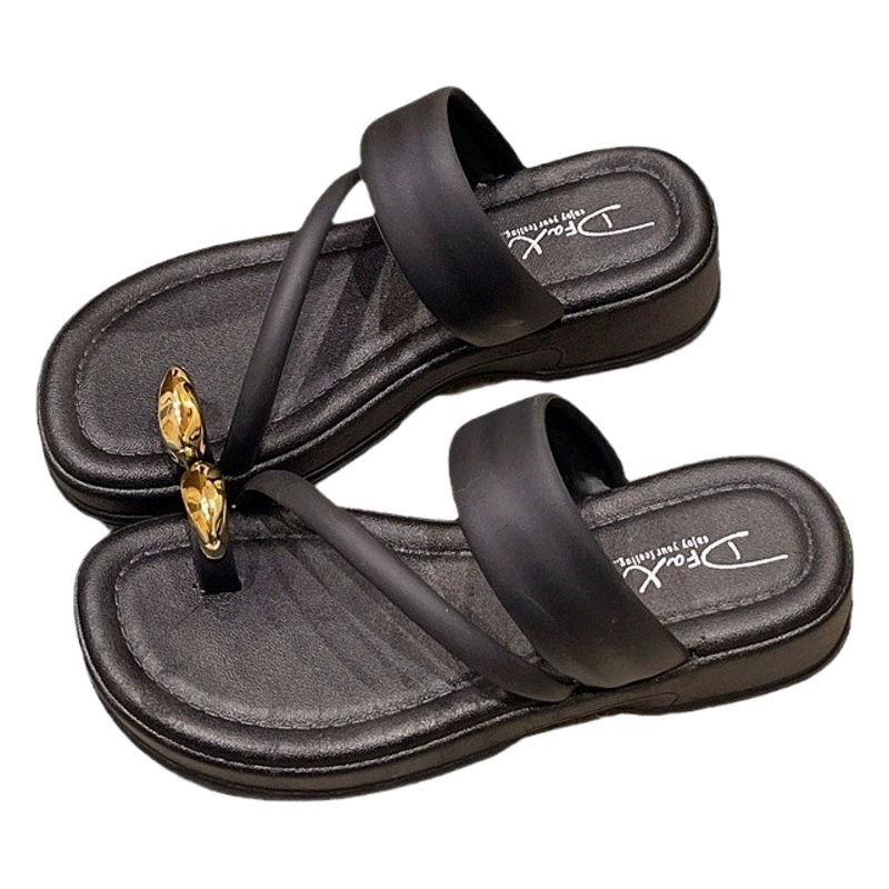 Юго-Восточная Азия шлепанцы женские летние носить новые модные толстые подошвы французская юбка повседневные ножки пляжные сандалии