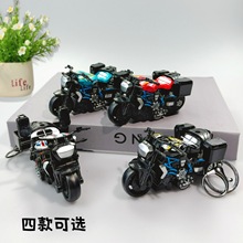 儿童仿真摩托车模型钥匙扣挂件合金回力机车玩具书包挂饰礼品批发