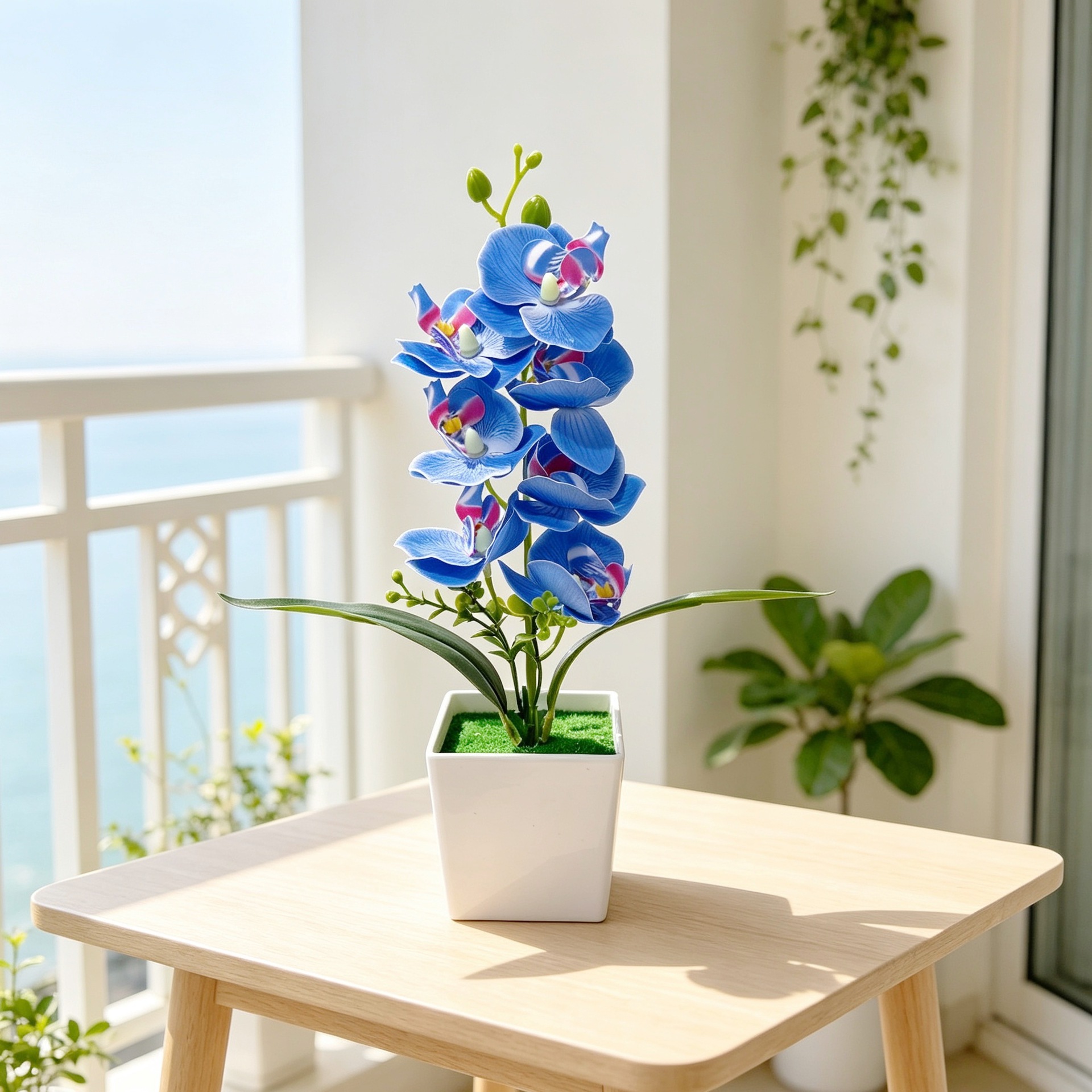 Nuevo cuadrado 7 orquídeas mariposa bonsai decoración de oficina pequeña maceta falsa plantación verde bonsai decoración