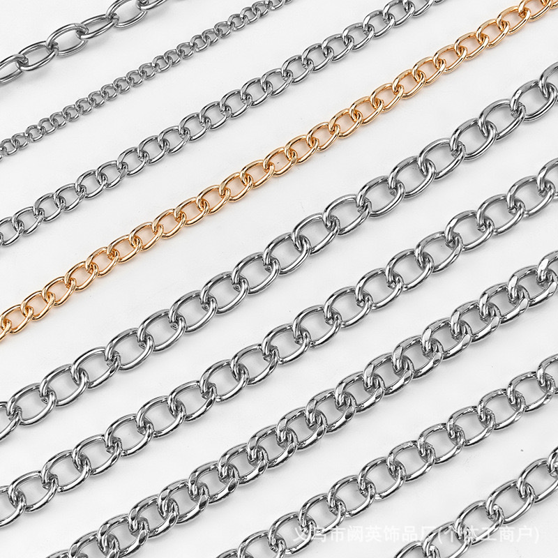 Metal Electroplated Iron Chain Decorative Chain for Bags, Clothing, Luggage, Chain Pendants, DIY Jewelry Chain, Encrypted in Stock