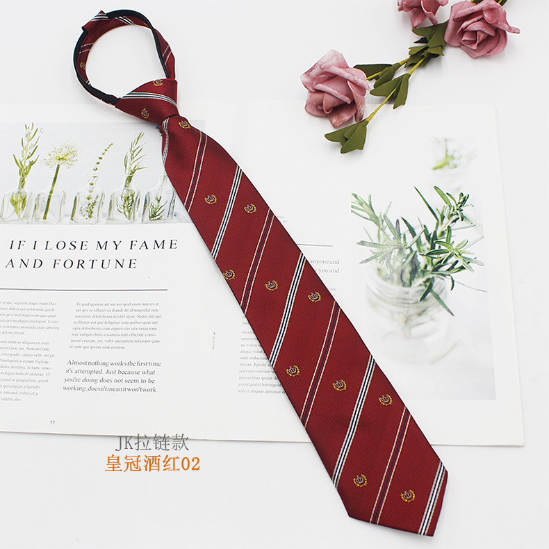 Venta directa de fábrica JK uniforme corbata cremallera 7cm temporada de graduación estudiantes masculinos y femeninos uniformes escolares accesorios poliéster jacquard