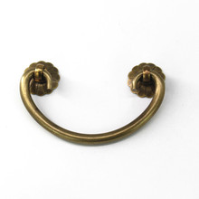 仿古黄铜拉手书桌写字台抽屉纯黄铜牛角字台把手柜子拉手青古铜色