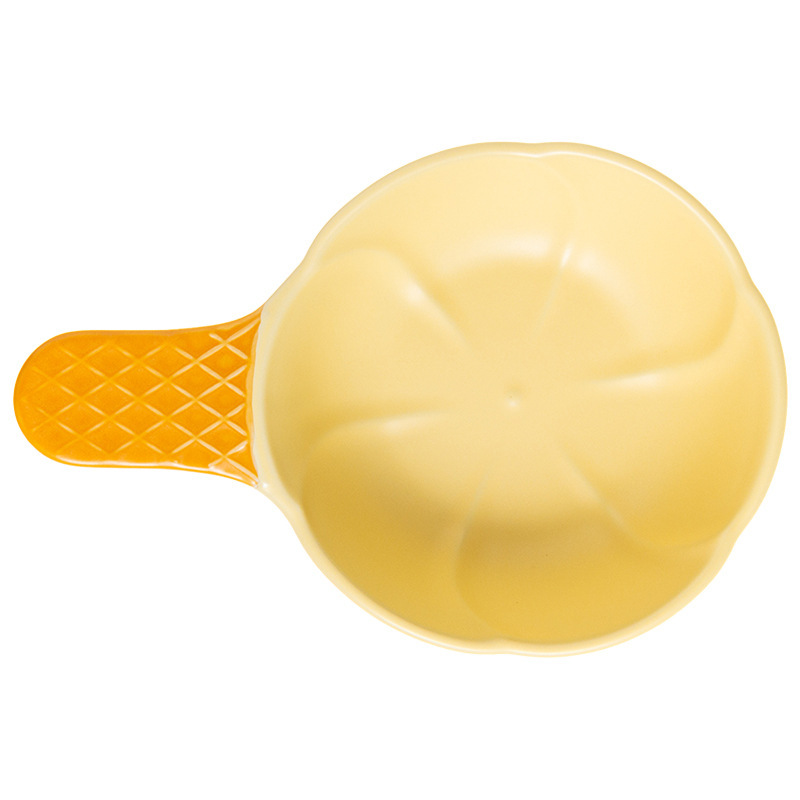 Hogar de los niños de dibujos animados helado tazón bajo vidriado mango irregular tazón de cerámica especialmente hermoso tazón de postre de verano