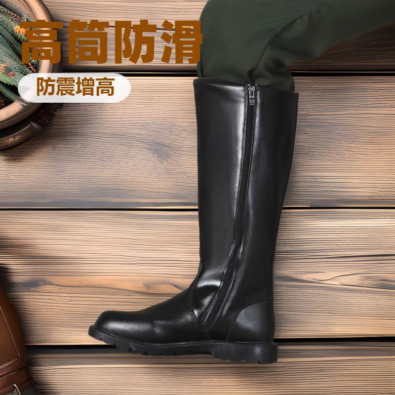 男士高筒靴骑士马术靴子长筒靴升旗班仪仗队皮靴男女秋冬英伦加棉