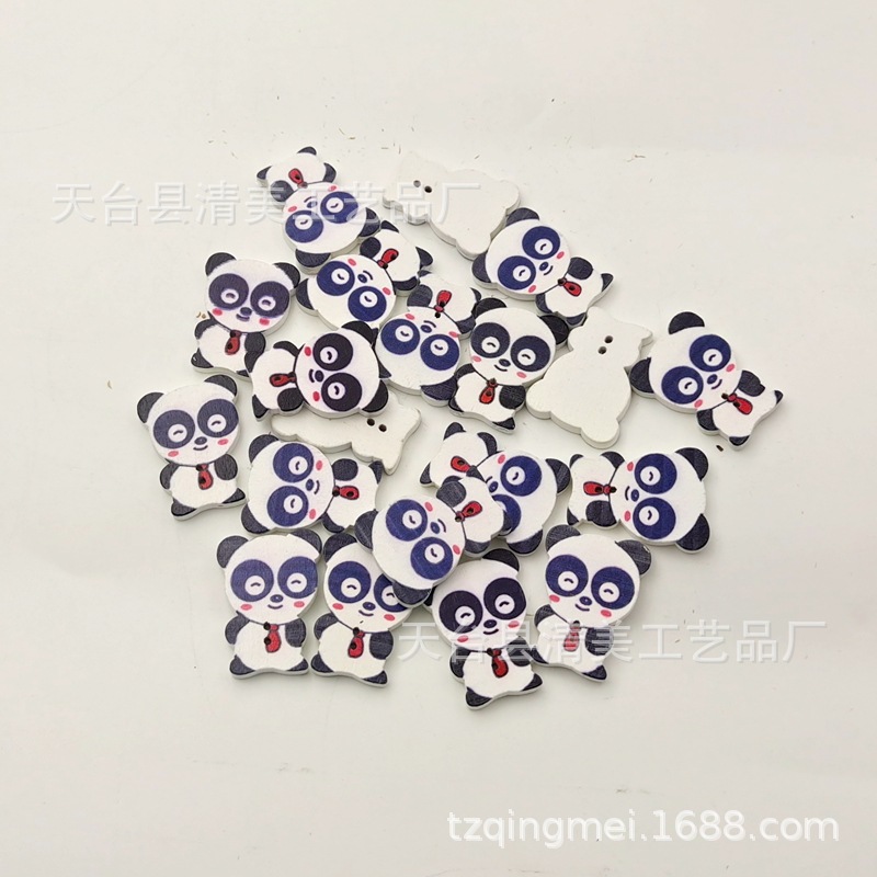 22*30mm fondo blanco de madera de dibujos animados panda botones de madera 4mm grueso decoración de madera panda 20 piezas en un paquete