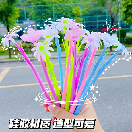 Flower Pens Creative light discoloration Tulip silicone gel pen small fresh cute