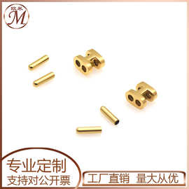 不锈钢工字扣H扣金店皮绳手链扣内置胶圈双向调节穿3D硬金手环热