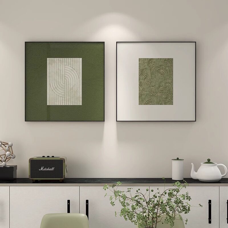 Light Luxury and High-End Green Color Wabi-Sabi Style Decorative Painting for Living Room Sofa Background Wall, Dining Table Wall Abstract Hanging Painting
