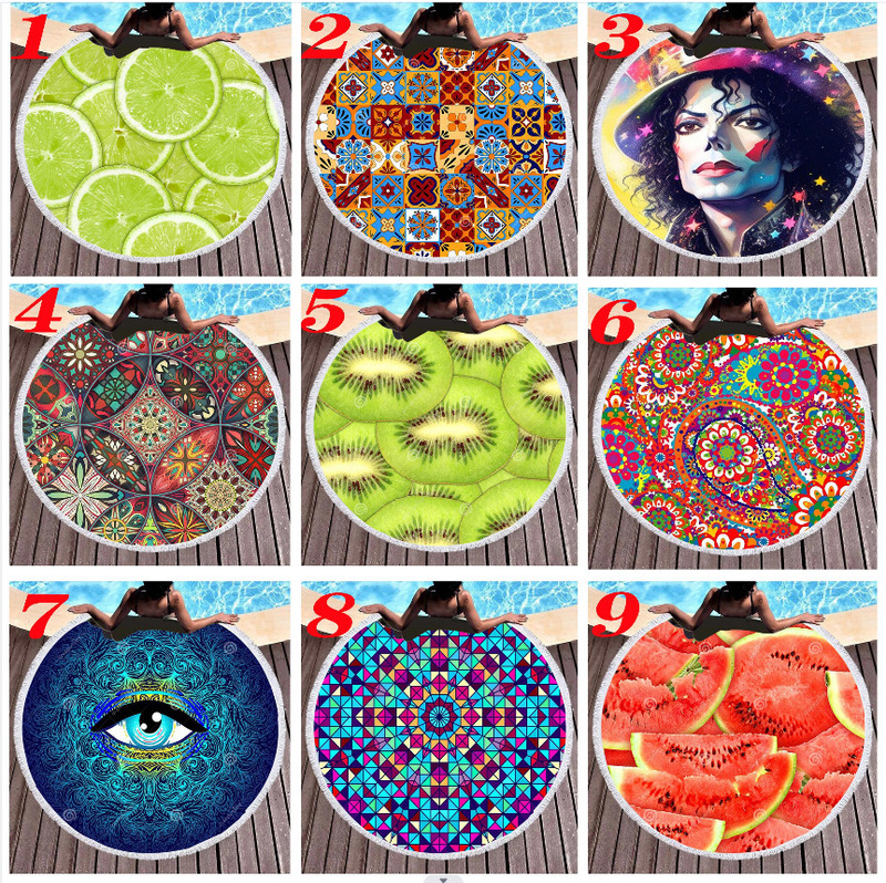 Japanese and Korean foreign trade export cute round beach towel wholesale personality digital printing microfiber towel bath towel