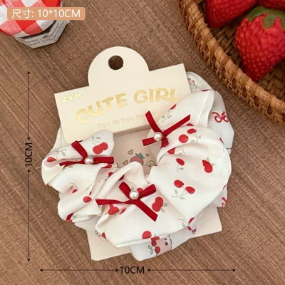 Rope Ponytail Hair Accessory for – Saç üçün rezinlər - 4-red-color-bow-cherry-hair-tie