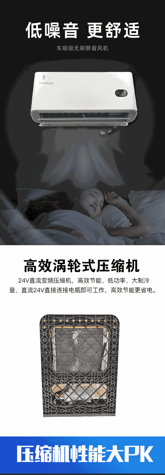 24V truck vertical refrigeration variable frequency parking air conditioner 12V car air conditioner car parking air conditioner millet model