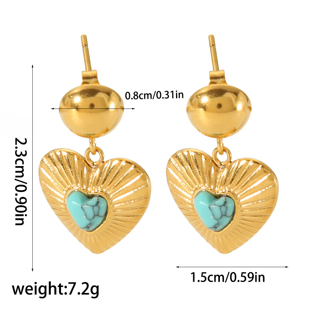 Europeo y americano elegante Internet celebridad de alta calidad pendientes 18K oro acero inoxidable con incrustaciones de circón piedra natural pendientes encantadores para las mujeres al por mayor