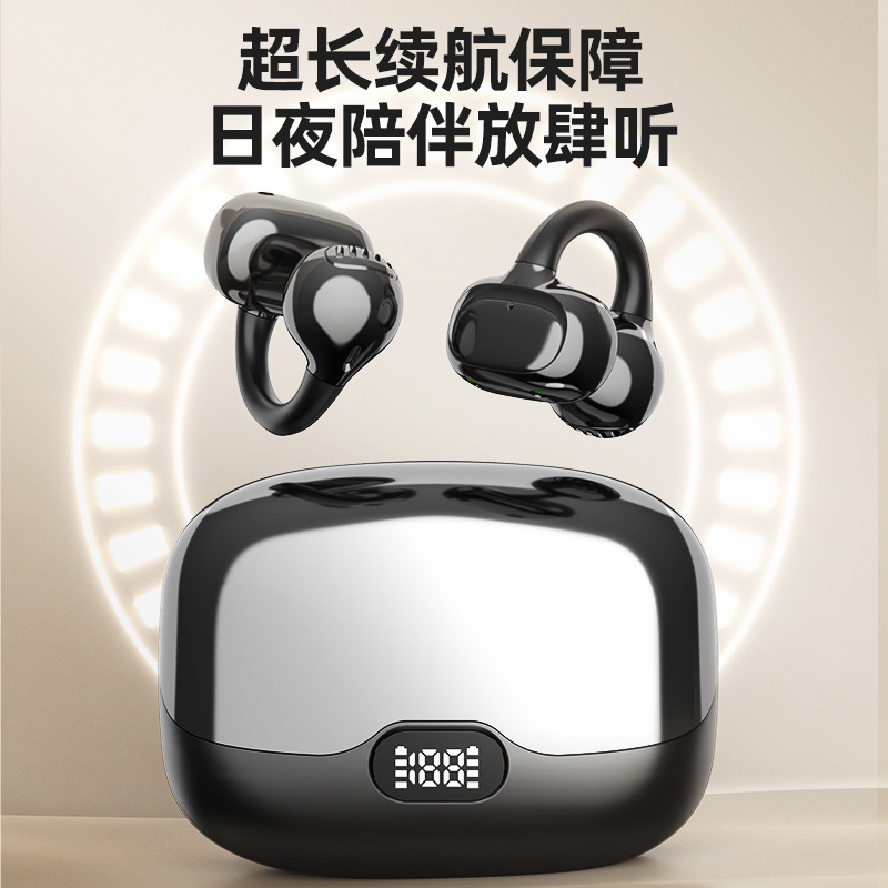 Clip-On K11 Bluetooth Earphones Bone Conduction Wireless Noise-Canceling Sports Earphones Smart Digital Display Cross-Border New Model Customization