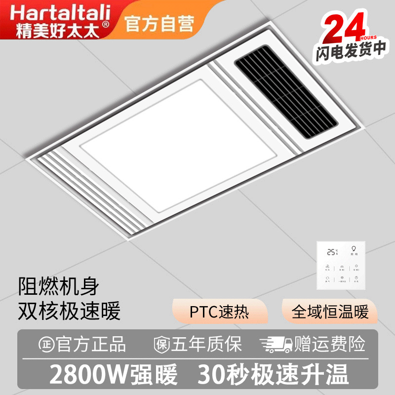 Exquisite and Elegant Bathroom Heater with Integrated Led Lighting, Five-In-One Heating System for Bathroom Ceiling