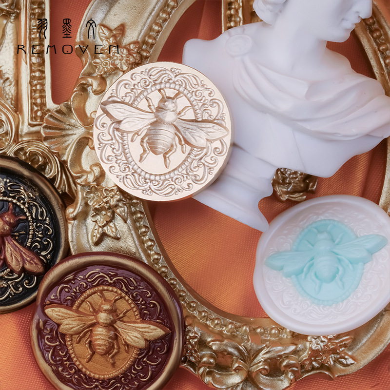 Sello de pintura de fuego alivio profundo original Bee Rose estudiante diario alivio de múltiples capas sobre tarjeta de invitación sello de cera de fuego