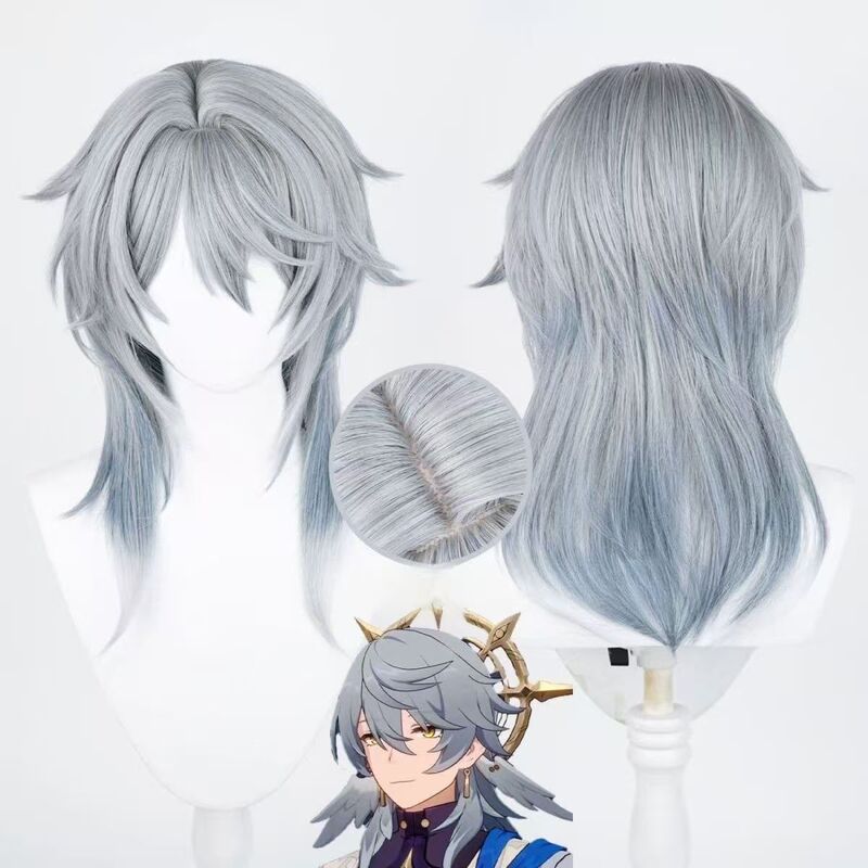 Meng Qian Honkai: Star Rail Sunday Cosplay Wig Gradient Gray-Blue Wolf Tail Medium-Length Hair with Realistic Scalp Top Meng Qian Honkai: Star Rail Sunday Cosplay Wig Gradient Gray-Blue Wolf Tail Medium-Length Hair with Realistic Scalp Top
