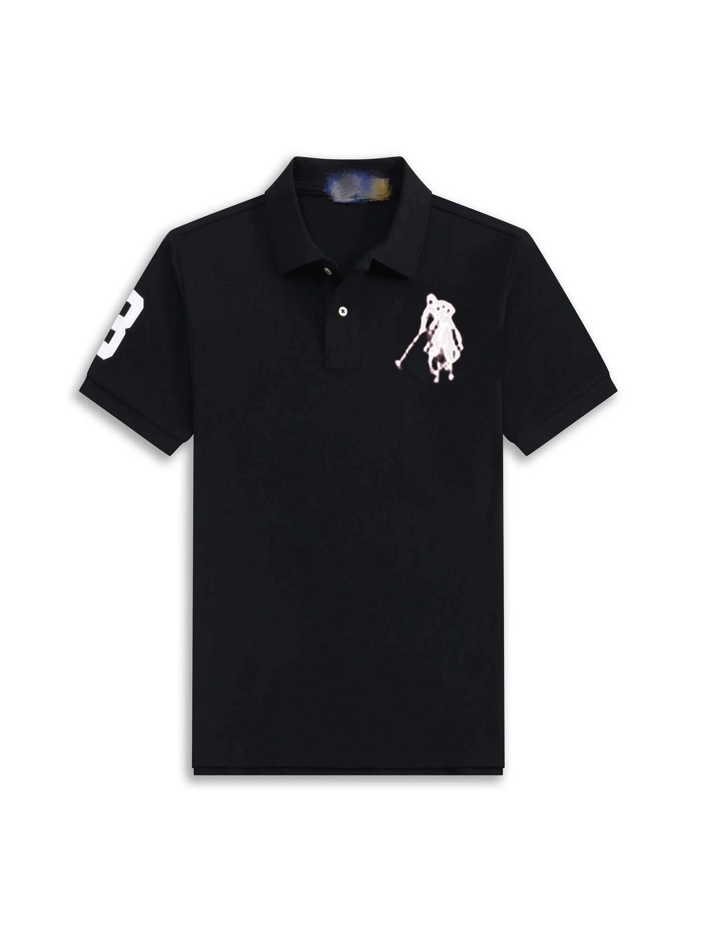 Летний классический цветной хлопковый polo с высоким воротником, оверсайз, с вышивкой