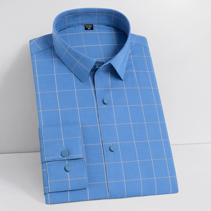 Новая весенняя новая мужская эластичная рубашка из бамбукового волокна, мужская тонкая однотонная деловая повседневная рубашка без складок и без глажки