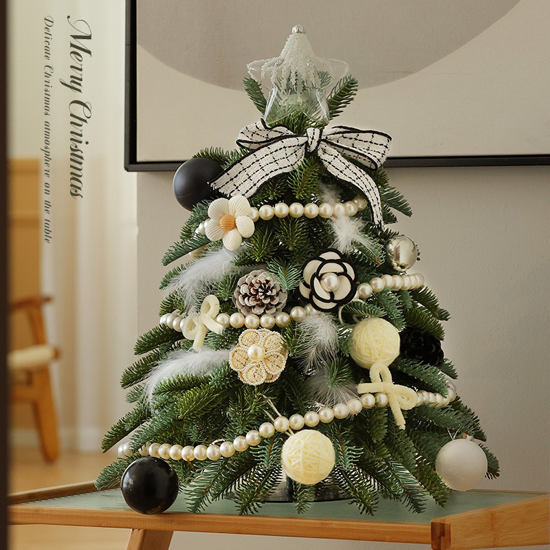 Paquete de mini árbol de Navidad transfronterizo con iluminación de simulación de cifrado de árbol de Navidad luminoso blanco decoración de mesa