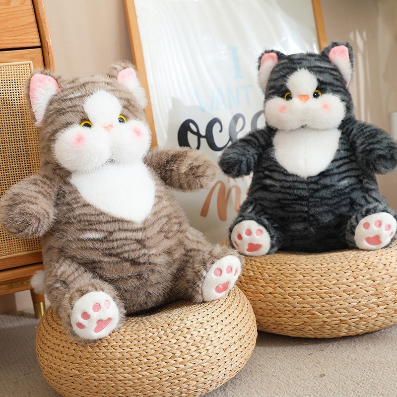 Nuevo lindo Bobo gatito muñeca denim muñeca de peluche sentada gato chica dormir almohada cumpleaños