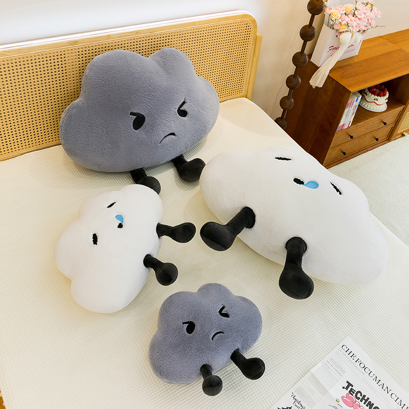 New creative mood cloud plush pillow, cute cloud sleeping companion toy, no worries, no unhappiness pillow