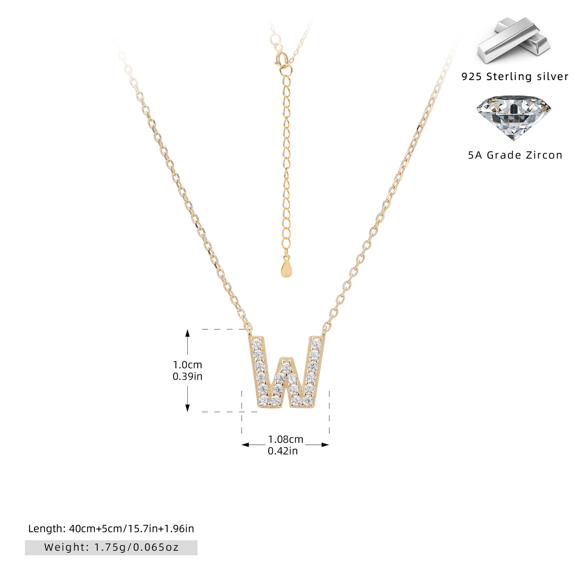 925 Silver Gold Plated-W
