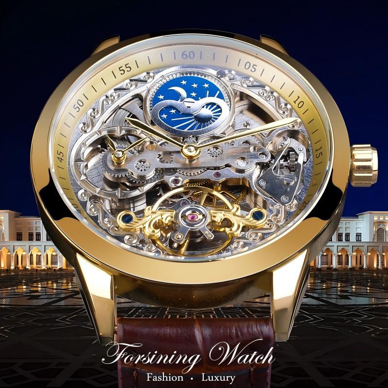 Forsining Tourbillon Skeleton Men's Fashion Mechanical Watch Cross-Border Popular Waterproof Fully Automatic Mechanical Watch
