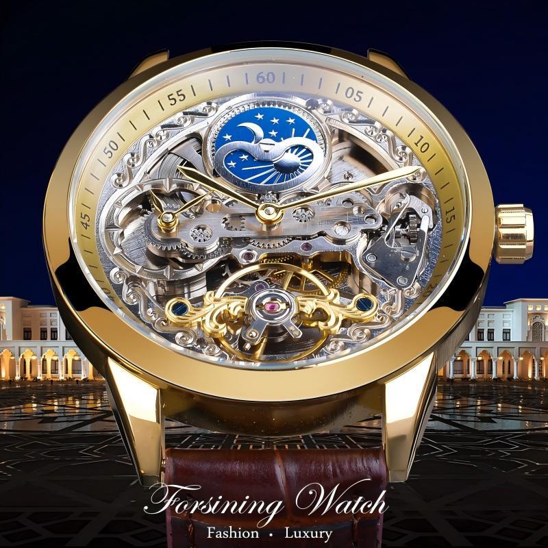Forsining Tourbillon Skeleton Men's Fashion Mechanical Watch Cross-Border Popular Waterproof Fully Automatic Mechanical Watch