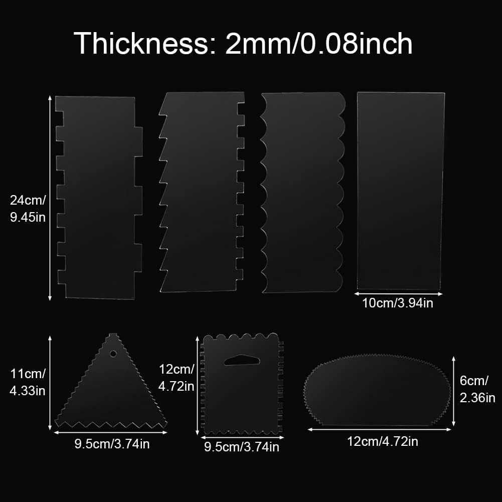 Raspador de pastel acrílico transparente herramienta de suavizado traje de pastel borde de la raya glaseado traje de raspador de pastel lateral