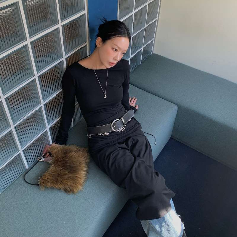 ~~~~~Korean Niche 25 New Style Simple Drawstring Slim Pleated Backless Long Dress ~~~~~Korean Niche 25 New Style Simple Drawstring Slim Pleated Backless Long Dress