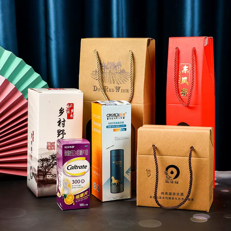 厂家定制单支双支牛皮纸葡萄酒包装盒定做手提折叠纸盒礼品红酒盒