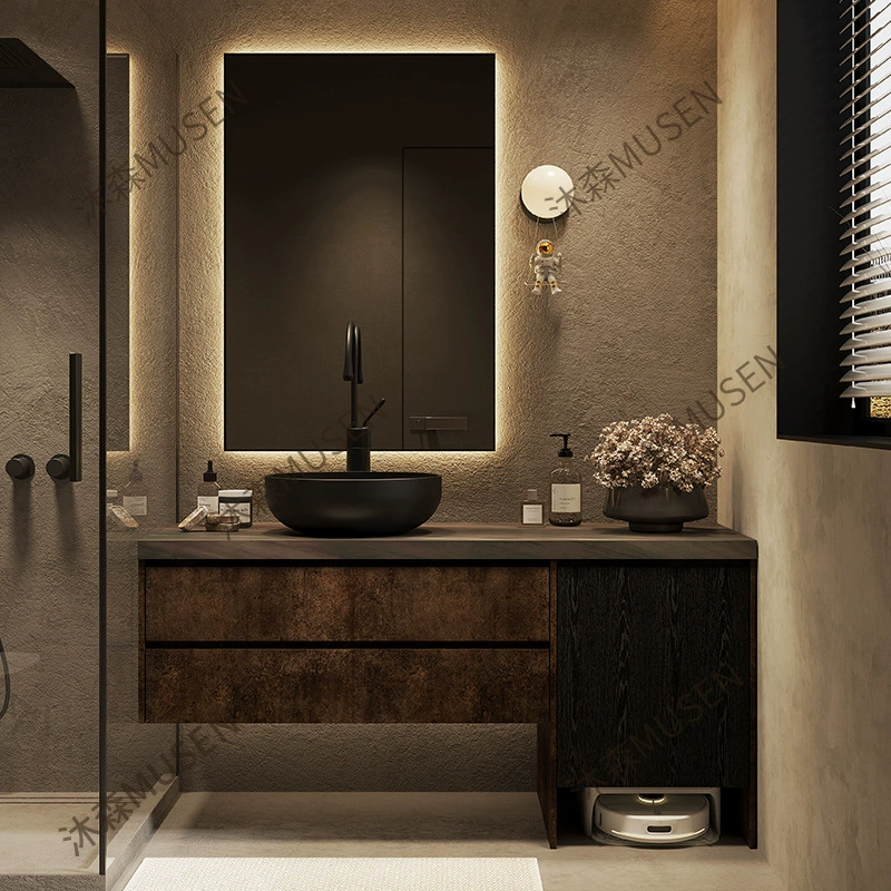 Новая ретро-тихая каменная плита на платформе, шкаф для ванной комнаты, комбинированный туалет, стол для мытья лица, шкаф для раковины.